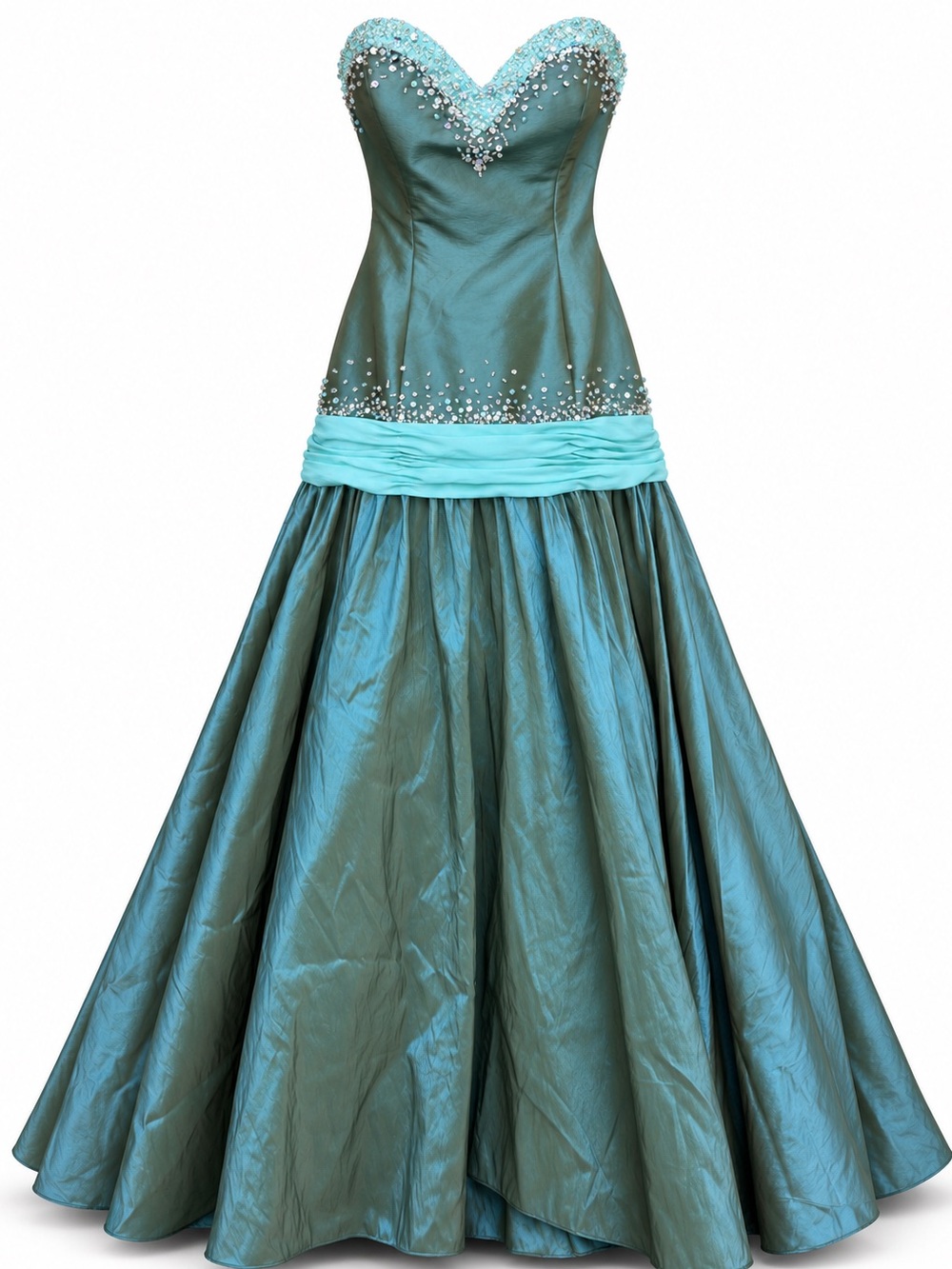 Maggie Sottero Strapless Teal Ball Gown size 4